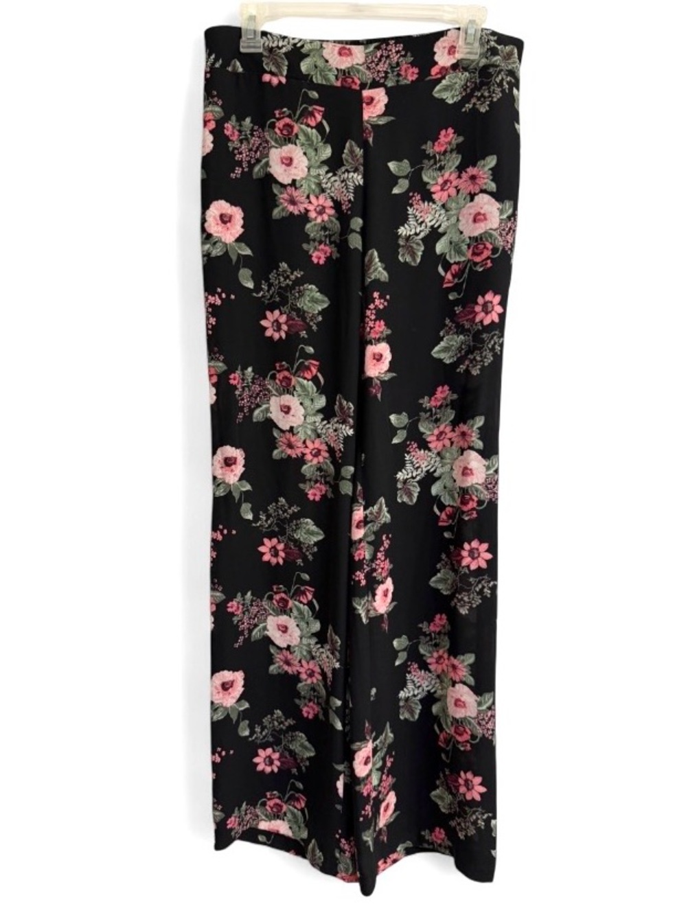 Nine West Black Floral Palazzo Wide Leg Pants Size Small